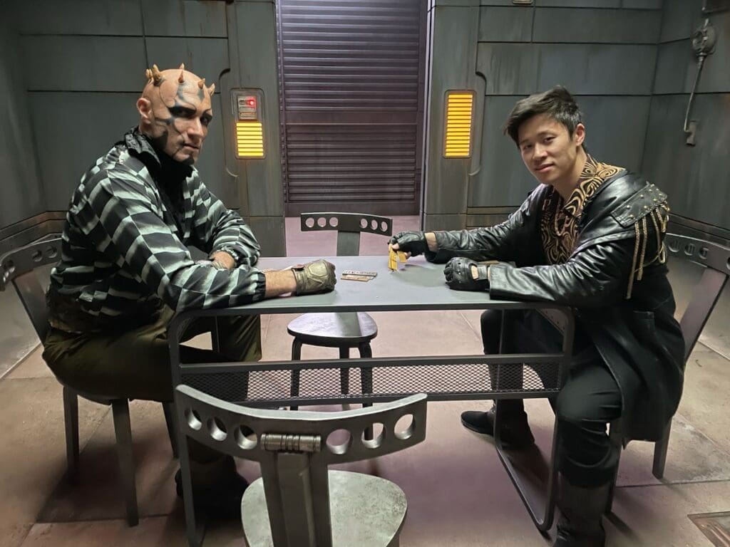 Tom in costume with another actor